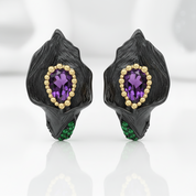 1.68ct Amethyst Calla Lily Leaf Earrings-Black Diamonds New York