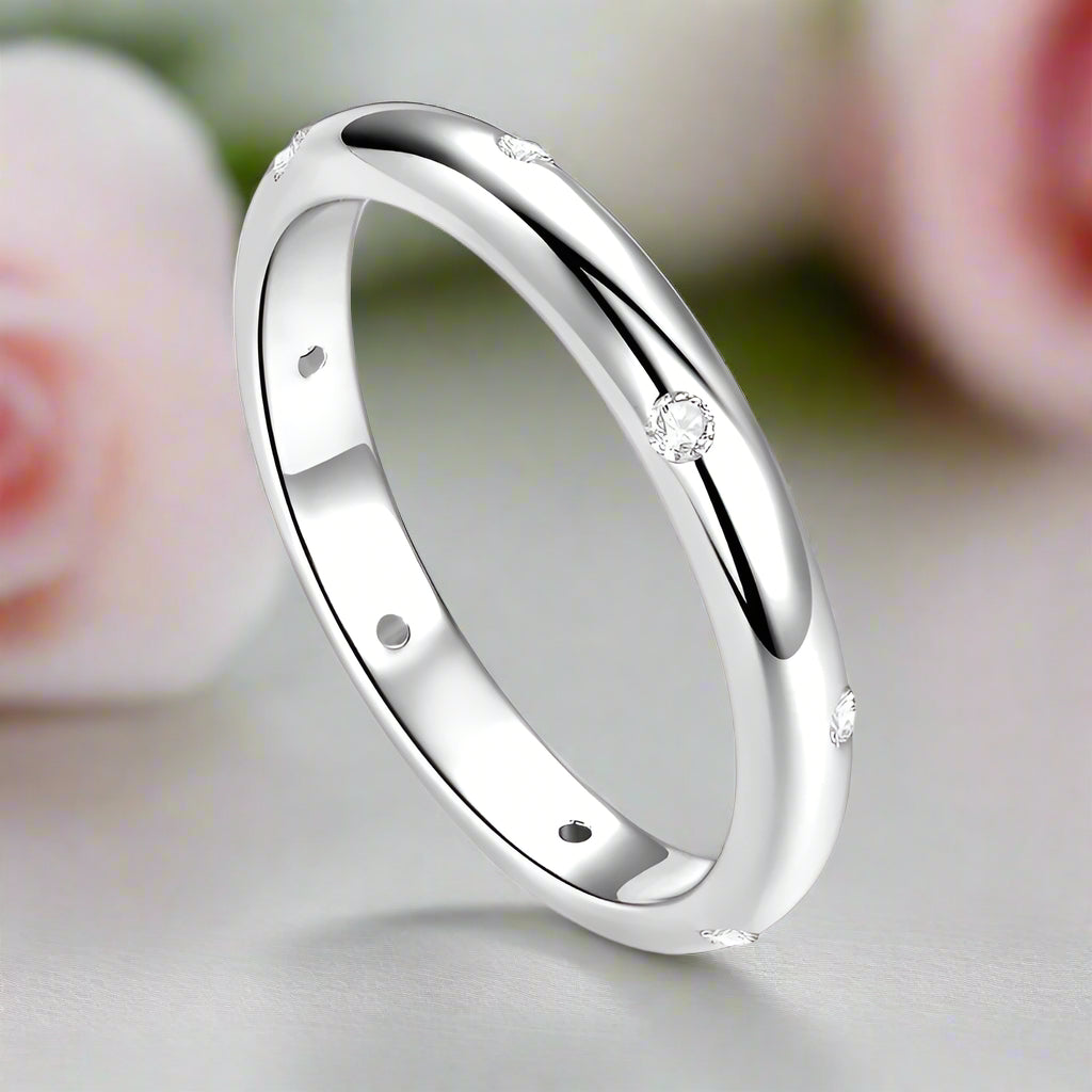 1.6mm Round Diamond Domed Unisex Wedding Band-Black Diamonds New York