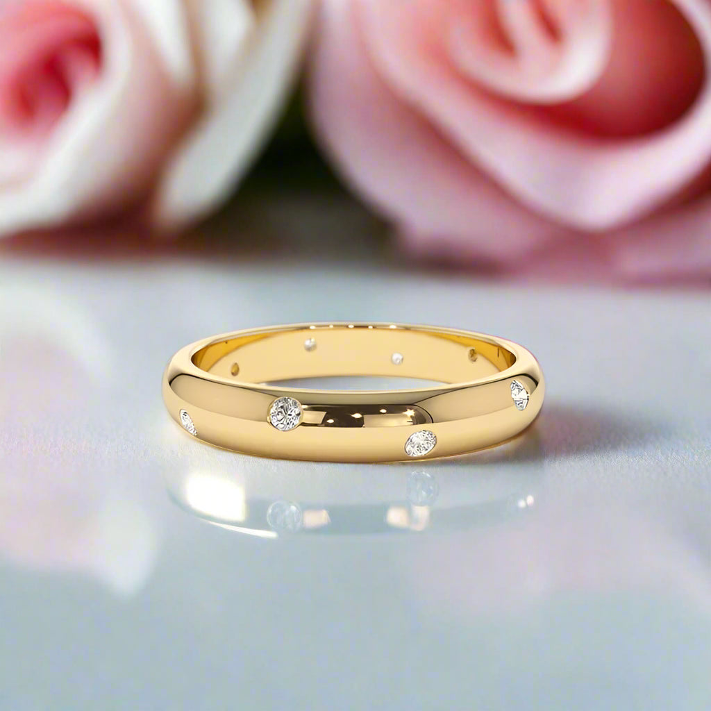 1.6mm Round Diamond Domed Unisex Wedding Band-Black Diamonds New York