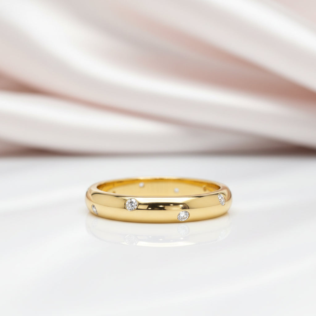 1.6mm Round Diamond Option Domed Unisex Wedding Band-Black Diamonds New York