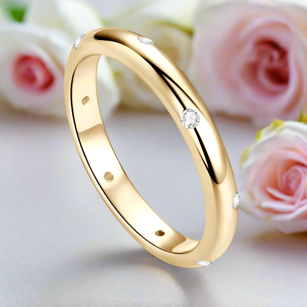 1.6mm Round Diamond Domed Unisex Wedding Band-Black Diamonds New York