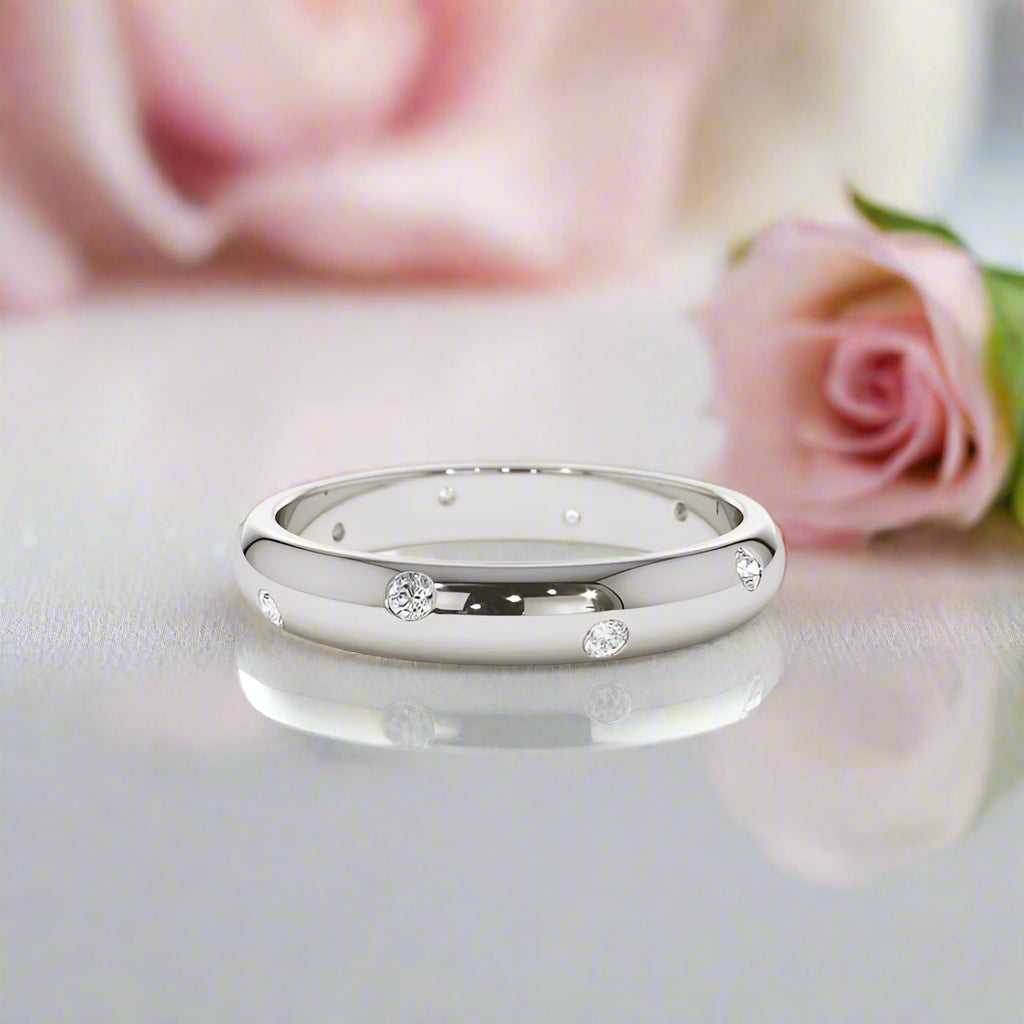 1.6mm Round Diamond Domed Unisex Wedding Band-Black Diamonds New York