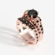 You're My Forever- 1.25 Carat Round Cut Diamond Option Skulls Promise Ring Set