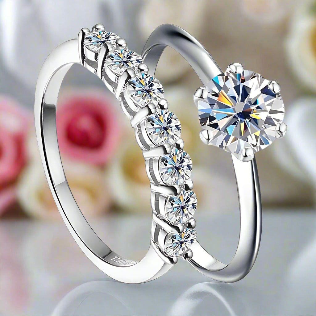 1.7 Ctw Round Diamond Engagement Ring Set-Black Diamonds New York