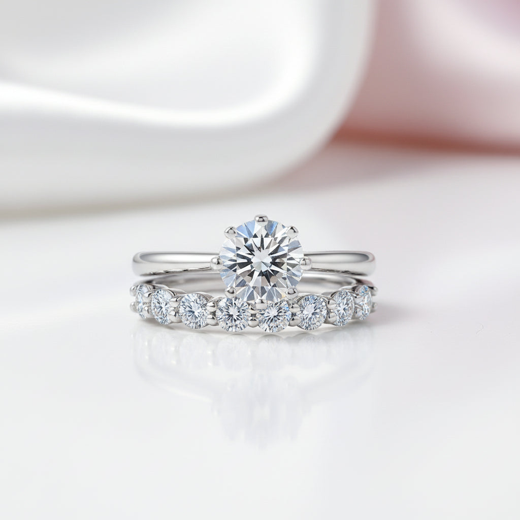 1.7 Ctw Round Diamond Option Engagement Ring Set-Black Diamonds New York