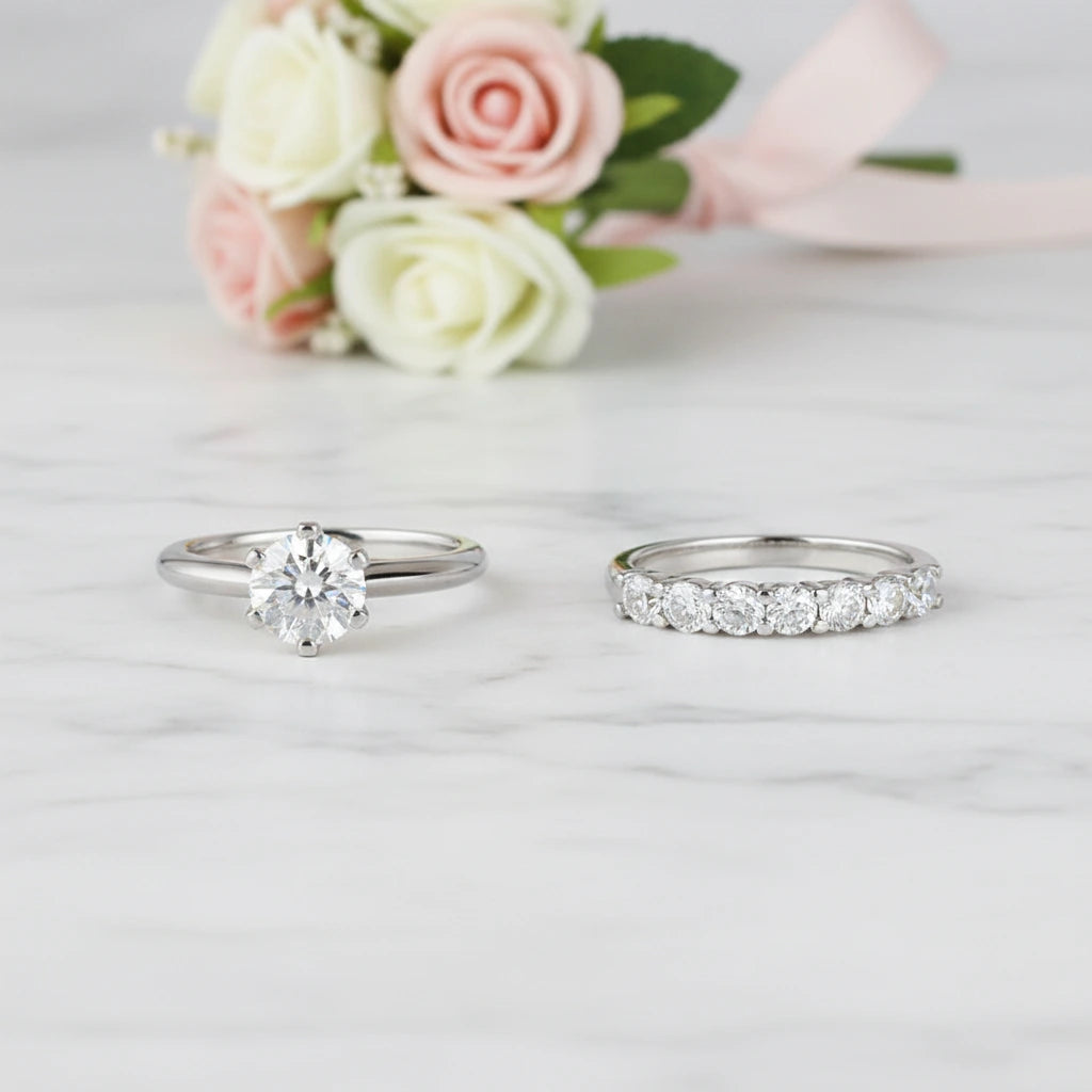 1.7 Ctw Round Diamond Option Engagement Ring Set-Black Diamonds New York