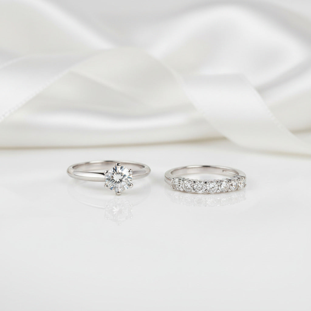 1.7 Ctw Round Diamond Option Engagement Ring Set-Black Diamonds New York