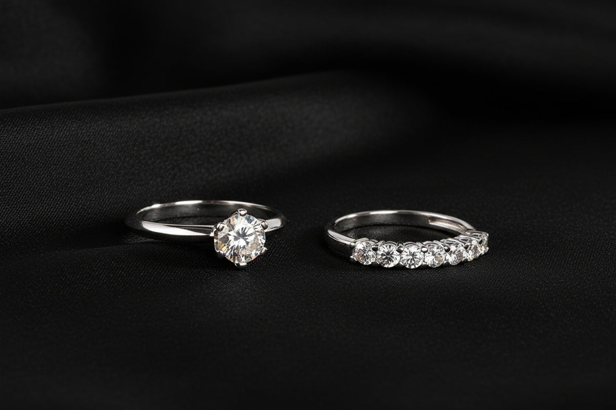 1.7 Ctw Round Diamond Option Engagement Ring Set-Black Diamonds New York