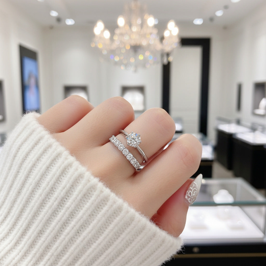 1.7 Ctw Round Diamond Option Engagement Ring Set-Black Diamonds New York