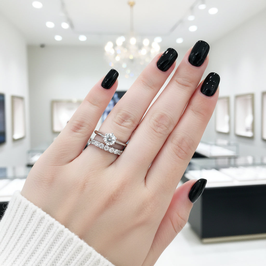 1.7 Ctw Round Diamond Option Engagement Ring Set-Black Diamonds New York