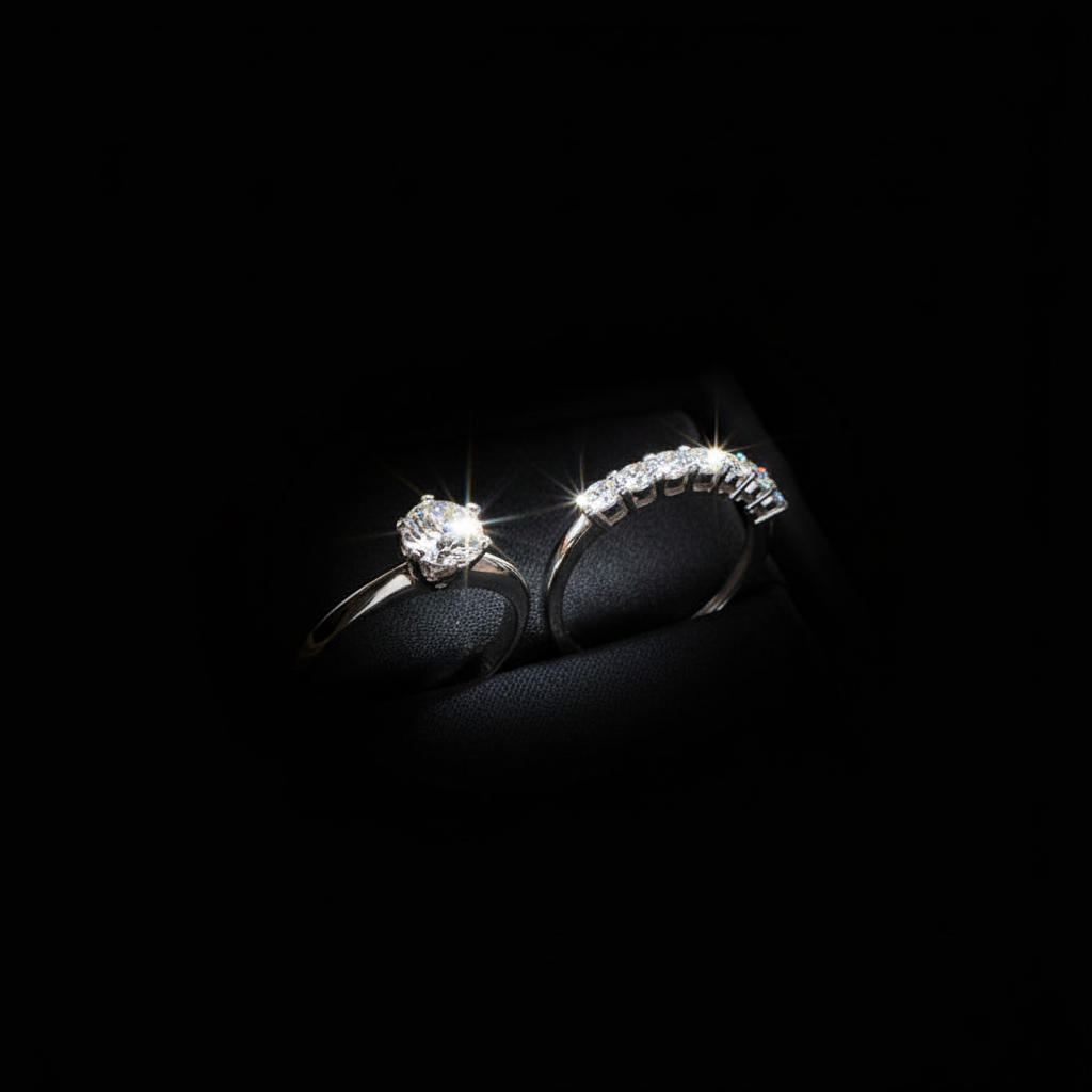 1.7 Ctw Round Diamond Option Engagement Ring Set-Black Diamonds New York