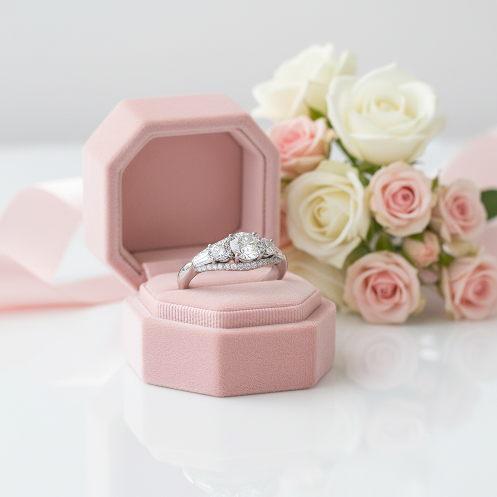 1.8 ct Round Cut Diamond Option Three Stone Engagement-Black Diamonds New York