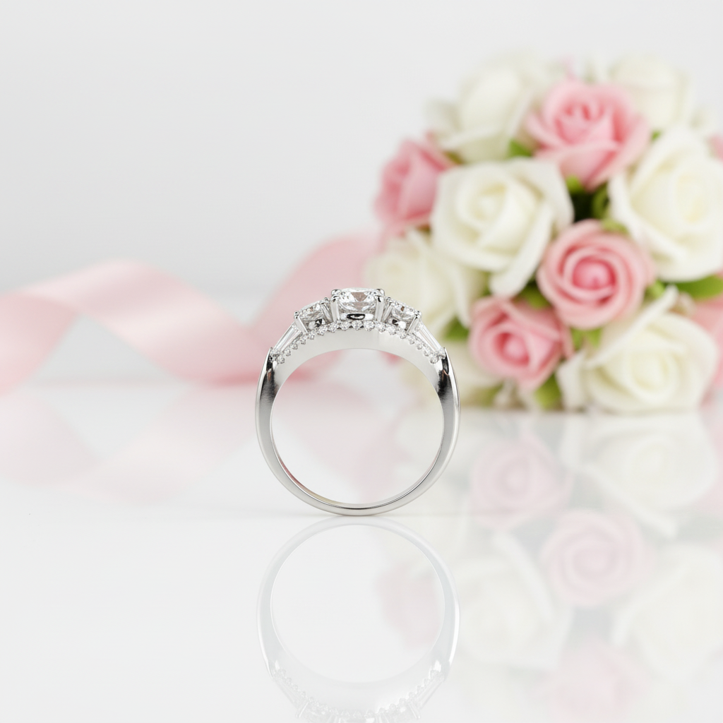 1.8 ct Round Cut Diamond Option Three Stone Engagement-Black Diamonds New York