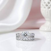 1.8 Ct Round Diamond Engagement Ring Set-Black Diamonds New York