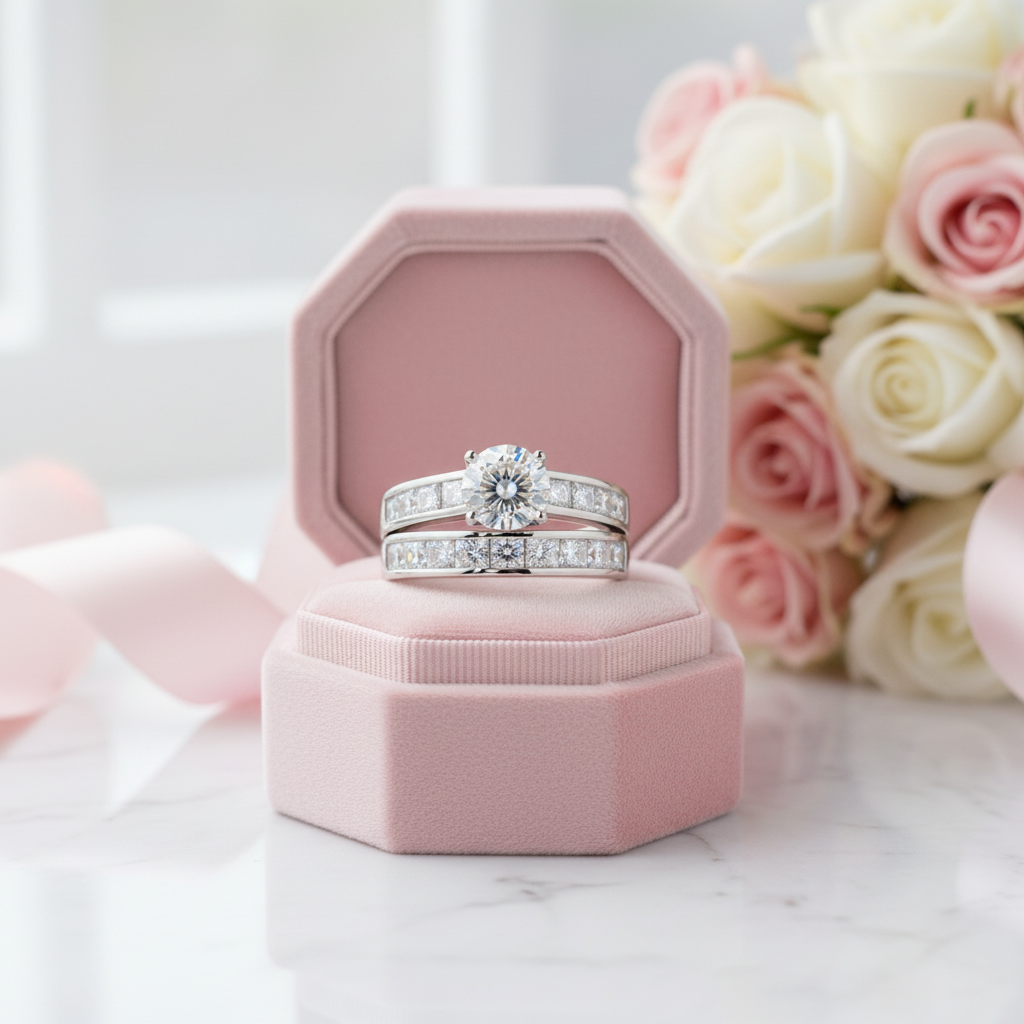 1.8 Ct Round Diamond Option Engagement Ring Set-Black Diamonds New York
