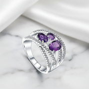 1.84Ct Purple Amethyst Gemstone Ring-Black Diamonds New York