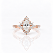 18K Marquise Cut Diamond Option Halo Engagement Ring-Black Diamonds New York