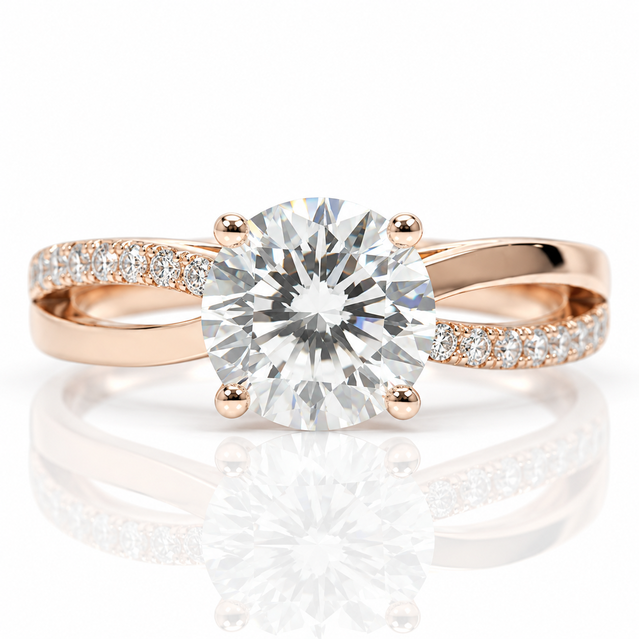 18K Rose Gold Round Cut 1.0 Ct Diamond Option Solitaire Engagement Ring-Black Diamonds New York