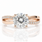 18K Rose Gold Round Cut 1.0 Ct Diamond Option Solitaire Engagement Ring-Black Diamonds New York