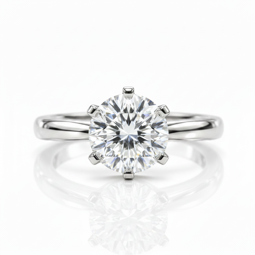 18K White Gold 5.0ct Round-Cut Sparkling Diamond Option Engagement Ring-Black Diamonds New York
