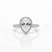 18k White Gold Pear Cut 1ct Diamond Option Water Drop Engagement Ring-Black Diamonds New York