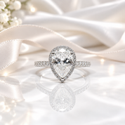 18k White Gold Pear Cut 1ct Diamond Option Water Drop Engagement Ring-Black Diamonds New York