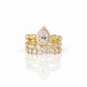 18K Yellow Gold 1.0ct Pear Cut Diamond Option Engagement Ring Set-Black Diamonds New York