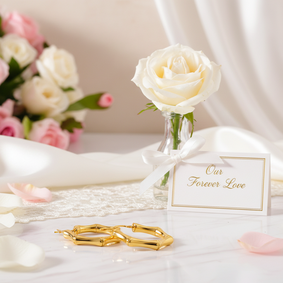 18K Yellow Gold Bamboo Knot Buckle Earrings-Black Diamonds New York