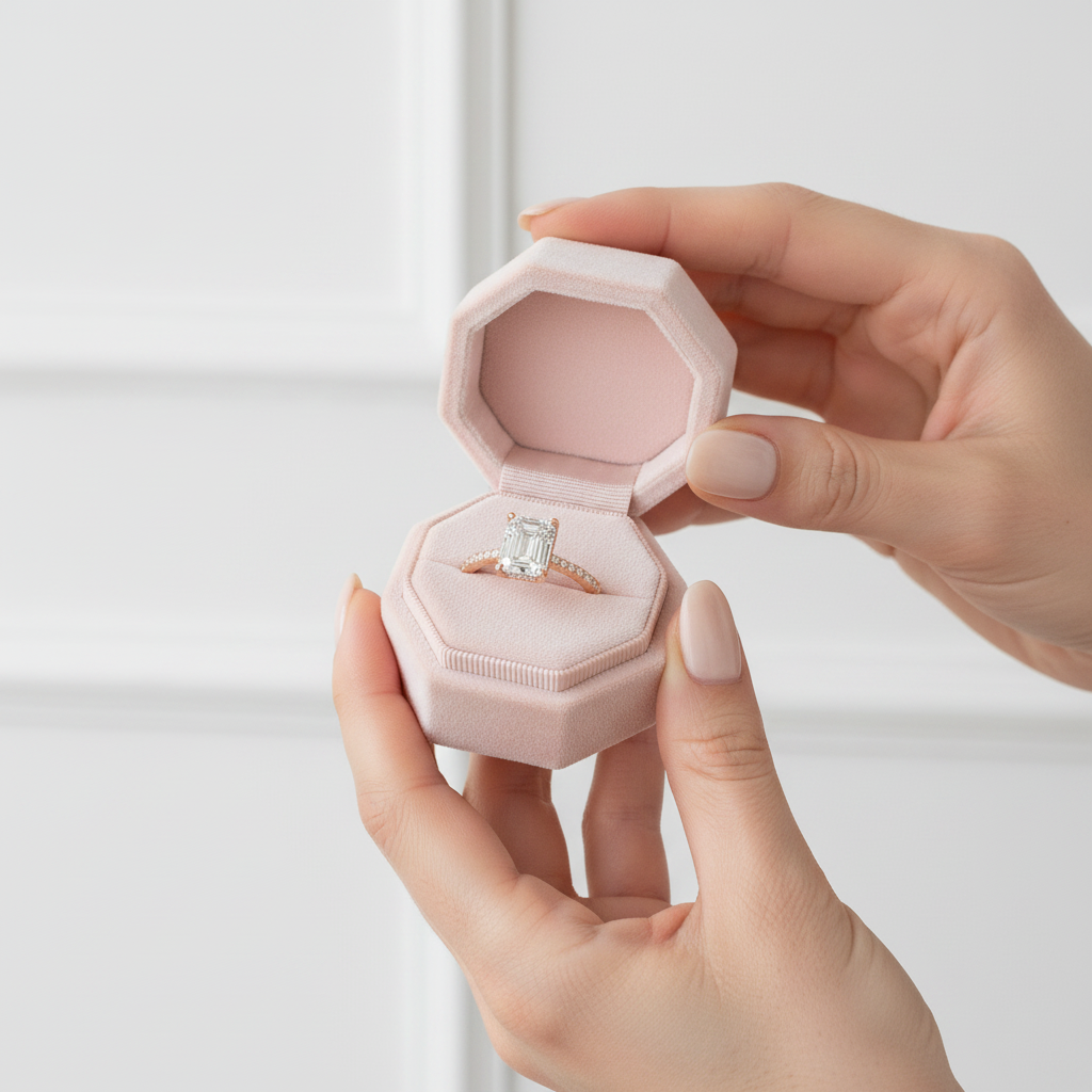 1.8Ct Emerald Cut Diamond Option Rose Gold Engagement Ring-Black Diamonds New York