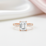 1.8Ct Emerald Cut Diamond Option Rose Gold Engagement Ring-Black Diamonds New York
