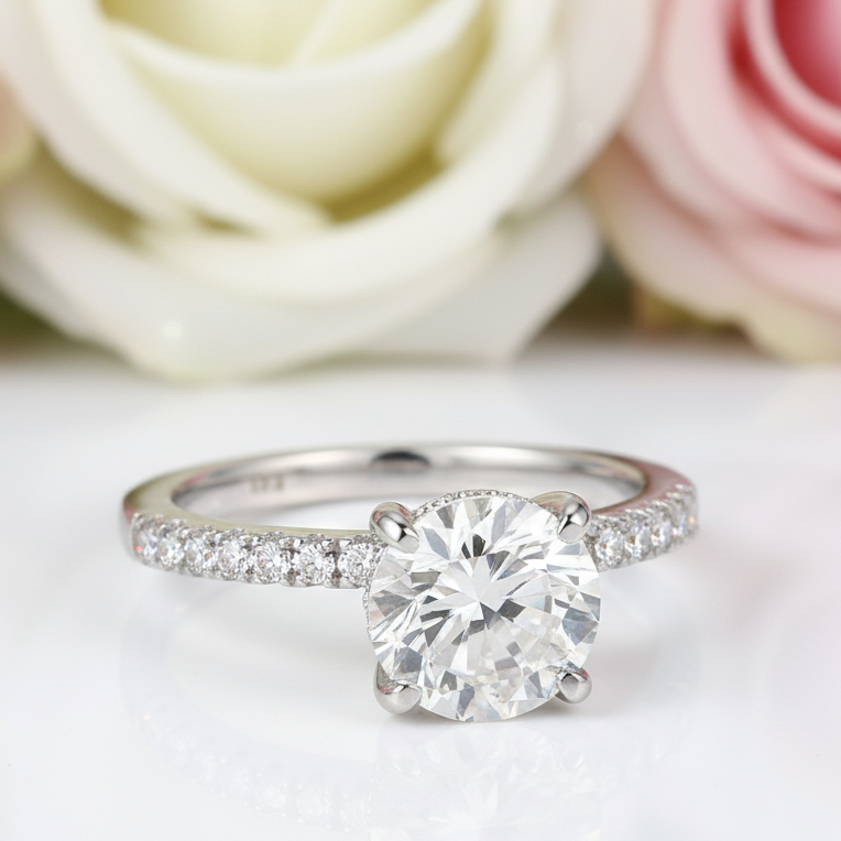 1.8Ct Round Cut Diamond Wedding Engagement Ring-Black Diamonds New York