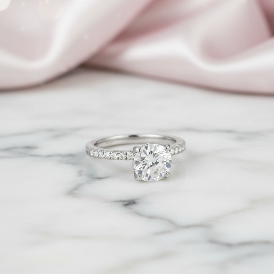 1.8Ct Round Cut Diamond Option Wedding Engagement Ring-Black Diamonds New York