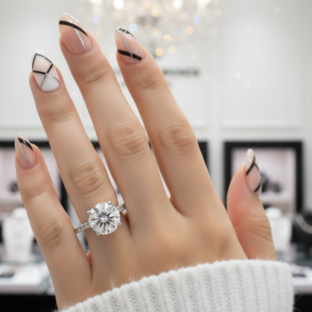 1.8Ct Round Cut Diamond Wedding Engagement Ring-Black Diamonds New York