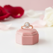 18k Art Deco Round Cut Diamond Sunflower Engagement Ring-Black Diamonds New York