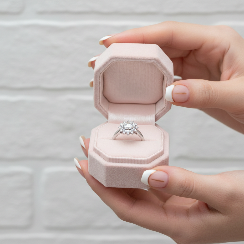 18k Art Deco Round Cut Diamond Sunflower Engagement Ring-Black Diamonds New York