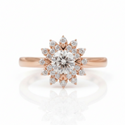 18k Art Deco Round Cut Diamond Option Sunflower Engagement Ring-Black Diamonds New York