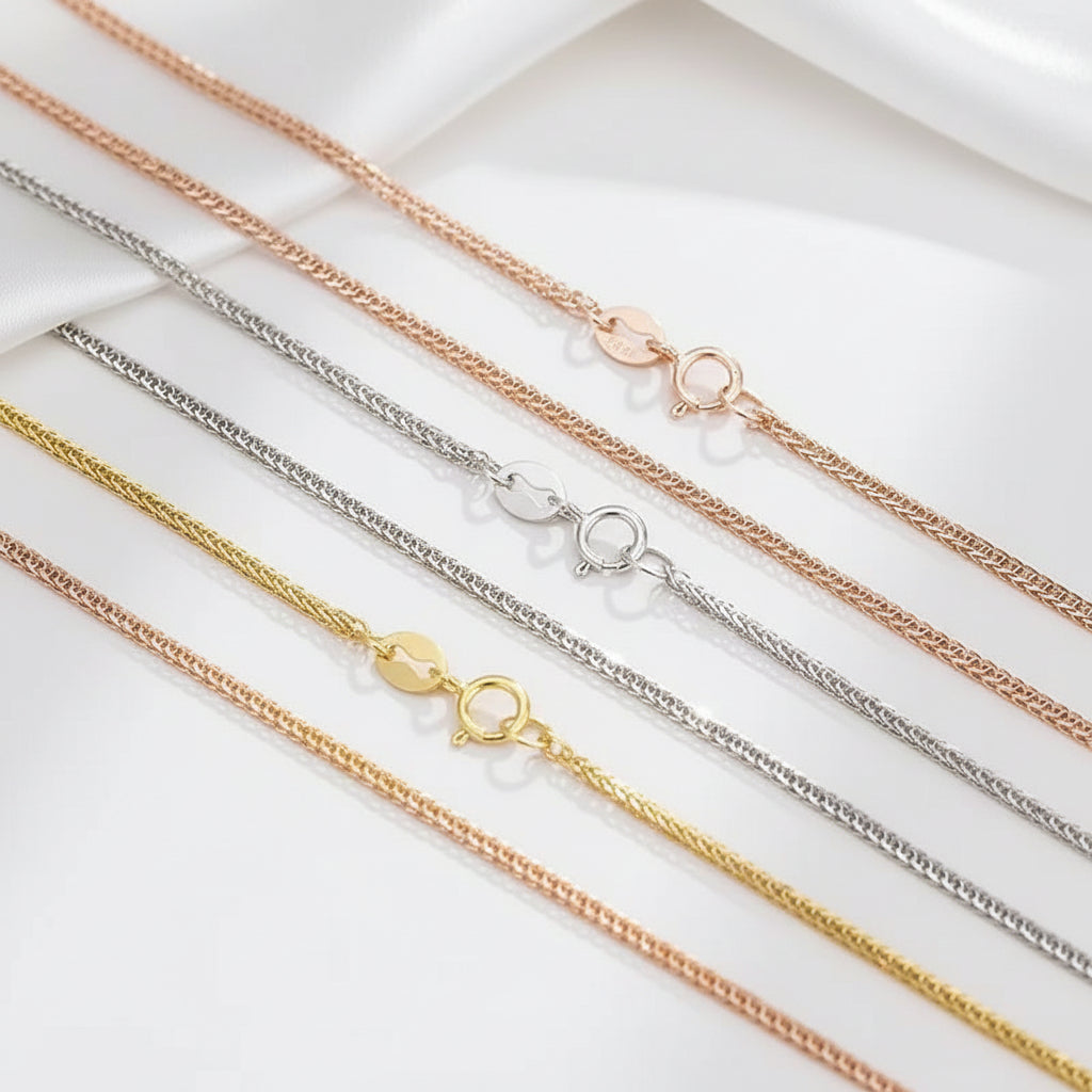 18k Gold Chopin Chain Necklace-Black Diamonds New York