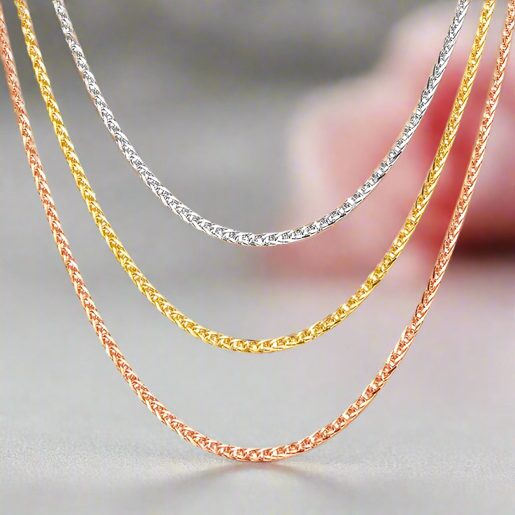 18k Gold Chopin Chain Necklace-Black Diamonds New York