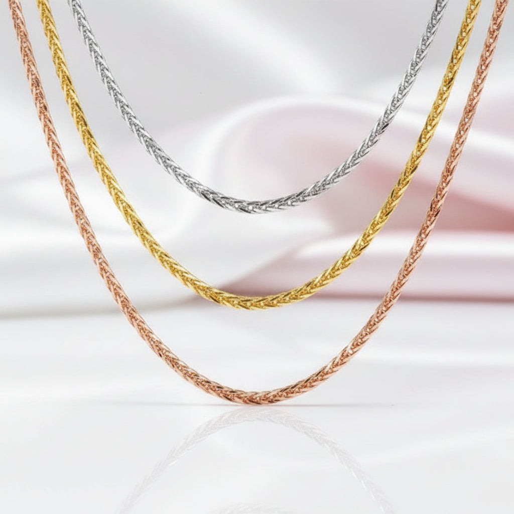18k Gold Chopin Chain Necklace-Black Diamonds New York