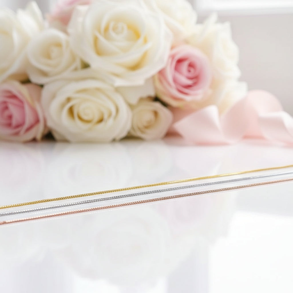 18k Gold Chopin Chain Necklace-Black Diamonds New York