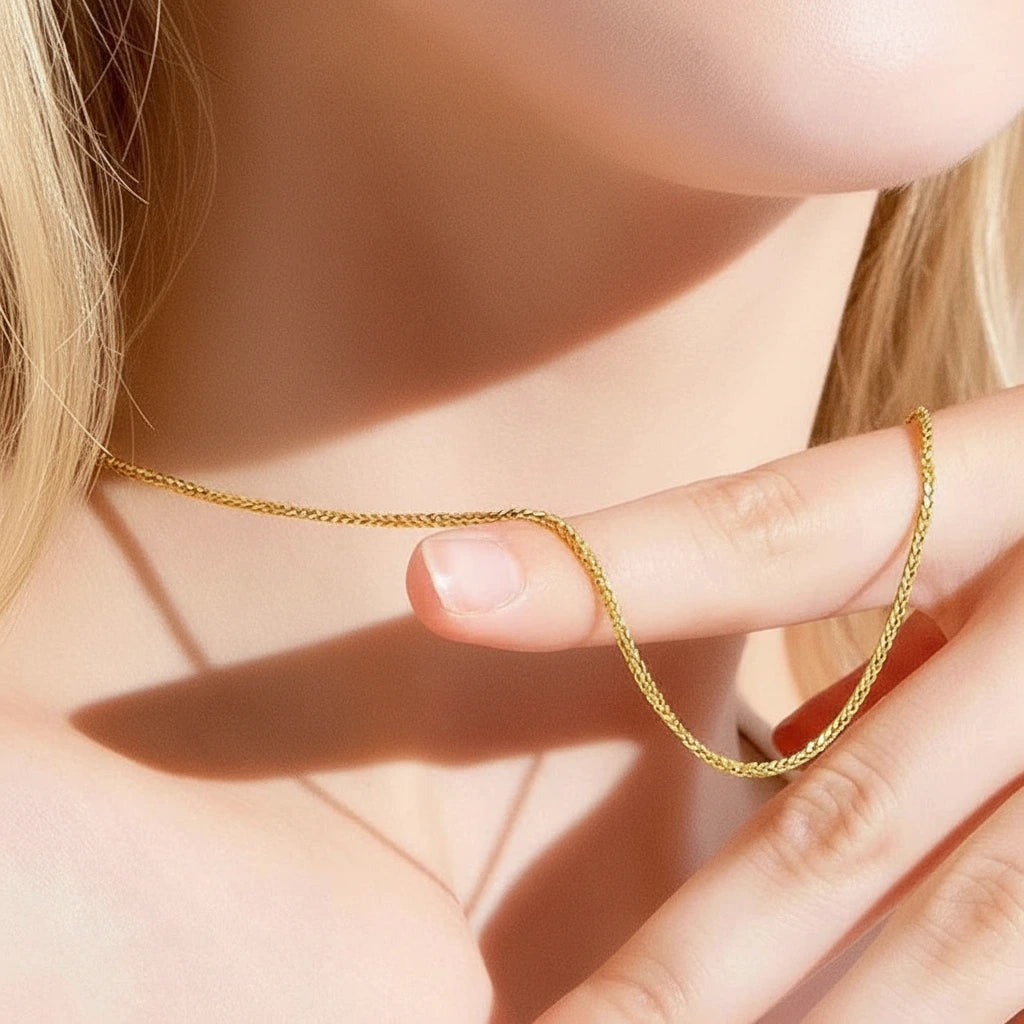 18k Gold Chopin Chain Necklace-Black Diamonds New York