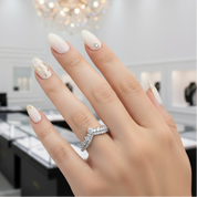 18k Gold Overlay Round Cut Diamond Wish Bone Ring Band-Black Diamonds New York