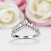 18k Gold Overlay Round Cut Diamond Wish Bone Ring Band-Black Diamonds New York