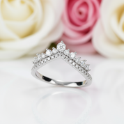 18k Gold Overlay Round Cut Diamond Wish Bone Ring Band-Black Diamonds New York