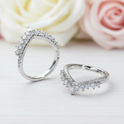 18k Gold Overlay Round Cut Diamond Wish Bone Ring Band-Black Diamonds New York