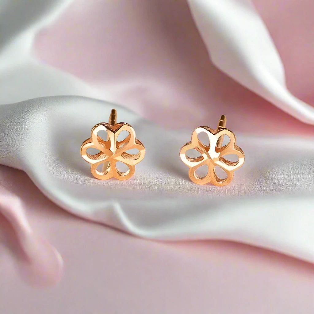 18k Gold Plum Blossom Design Tassel Earrings-Black Diamonds New York