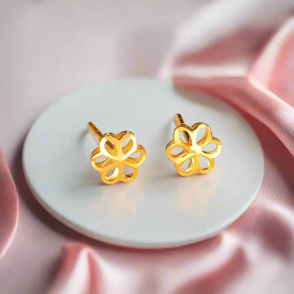 18k Gold Plum Blossom Design Tassel Earrings-Black Diamonds New York