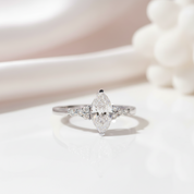 18k Marquise Cut Diamond Option Simple Design Engagement Ring-Black Diamonds New York