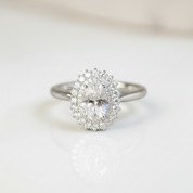 18k Oval Cut Diamond Option Vintage Halo Engagement Ring-Black Diamonds New York
