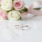 18k Oval Cut Three Stone Diamond Engagement Ring-Black Diamonds New York